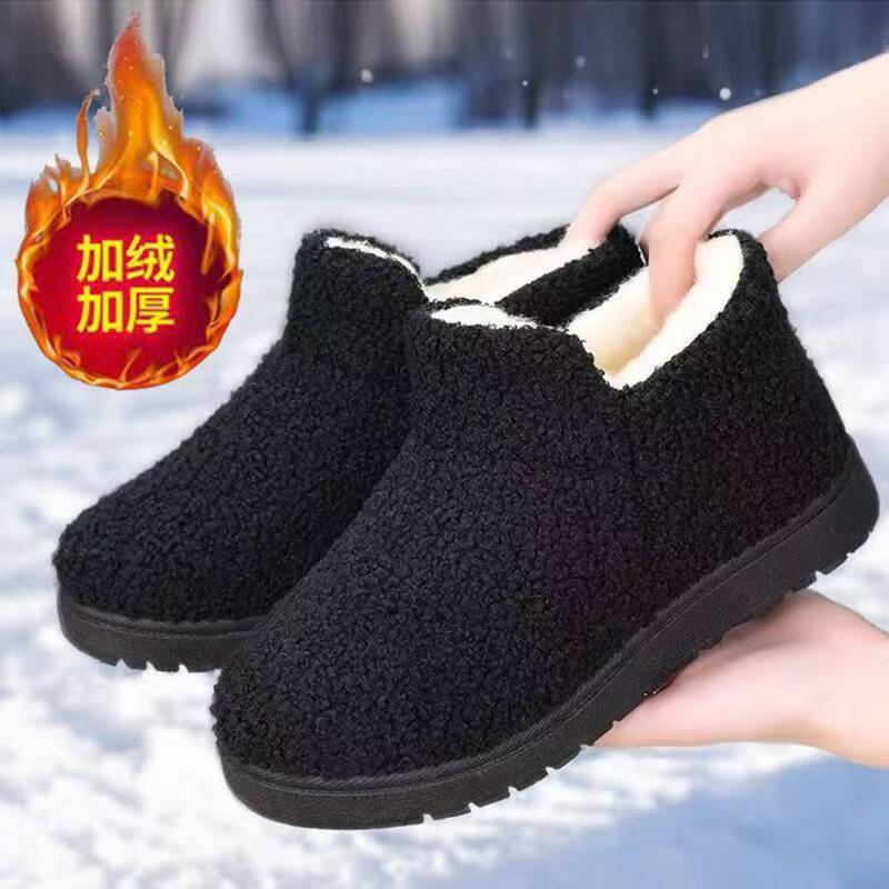 黑2025休闲冬季棉鞋新款老北京布鞋女鞋棉靴加绒加厚居家棉鞋轻便