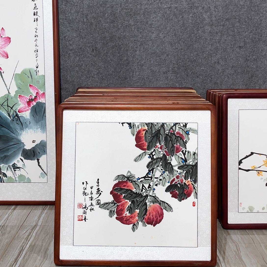 国画书画作品带框63×63