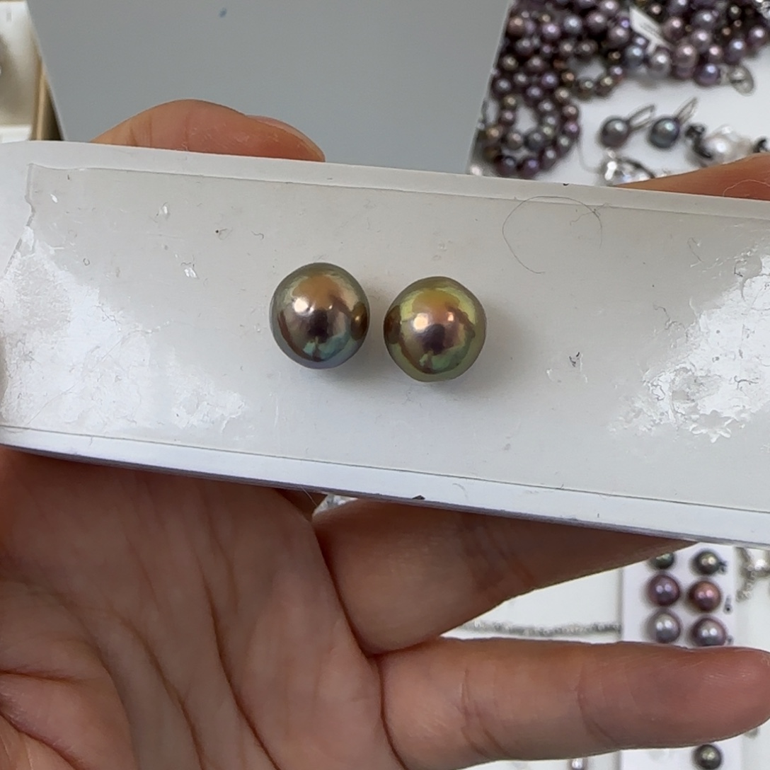 ****琦淡水珍珠耳饰银S925镶嵌