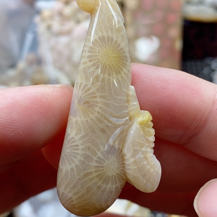 硅化珊瑚（珊瑚玉）颈饰未镶嵌