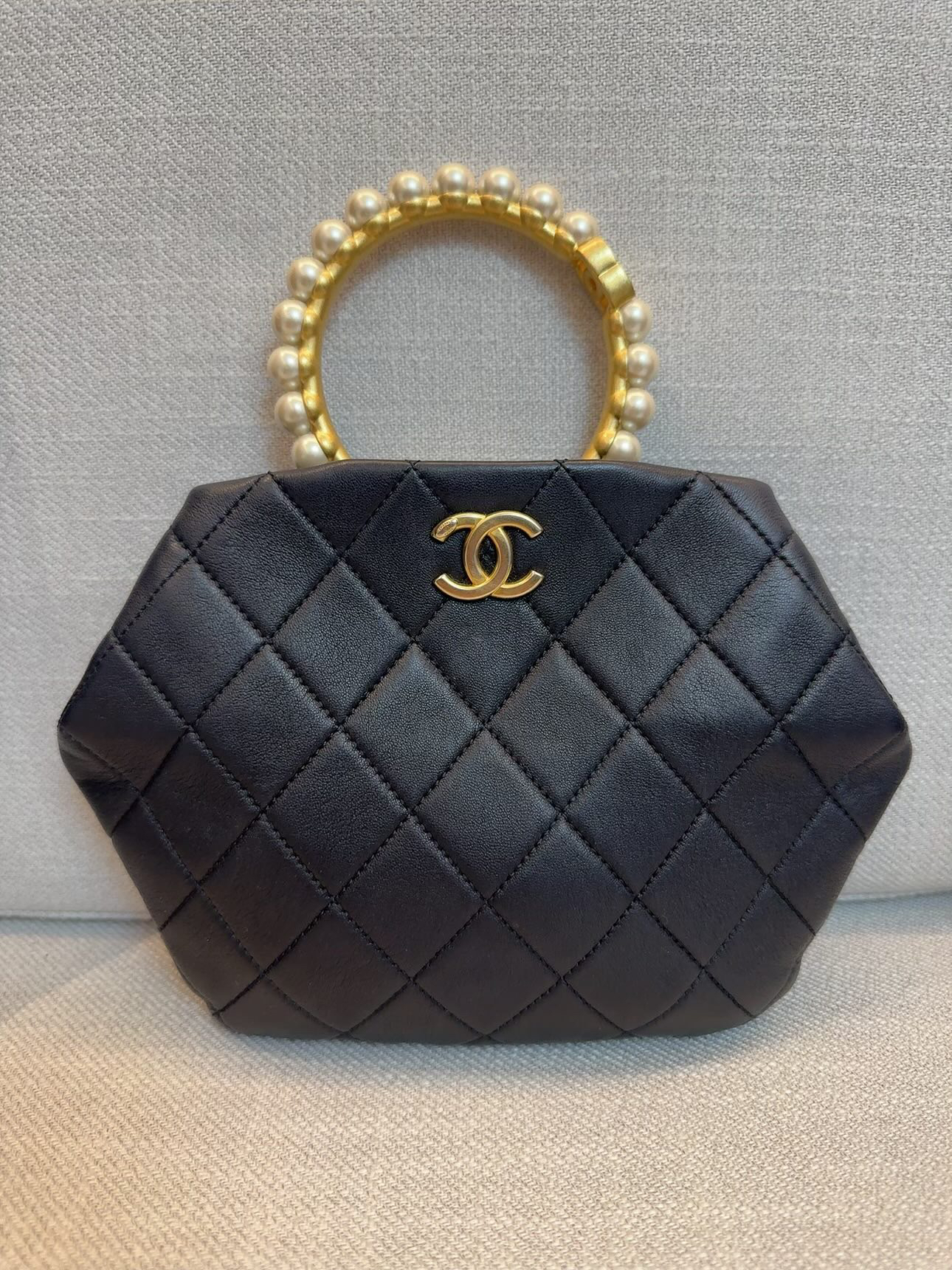 99新 Chanel/香奈儿 香奈儿手工坊珍珠圆环手柄晚宴包