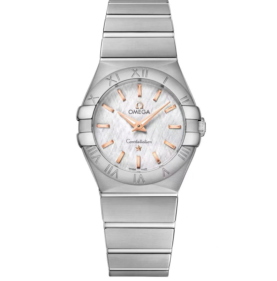 99新 Omega/欧米茄 星座系列/女表/27mm/精钢/金针/石英/白布纹