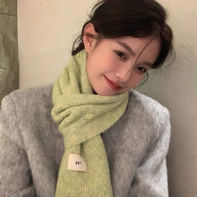 韩国egg马海毛夹花围巾女冬季软糯毛线针织保暖加厚围脖学生ins潮