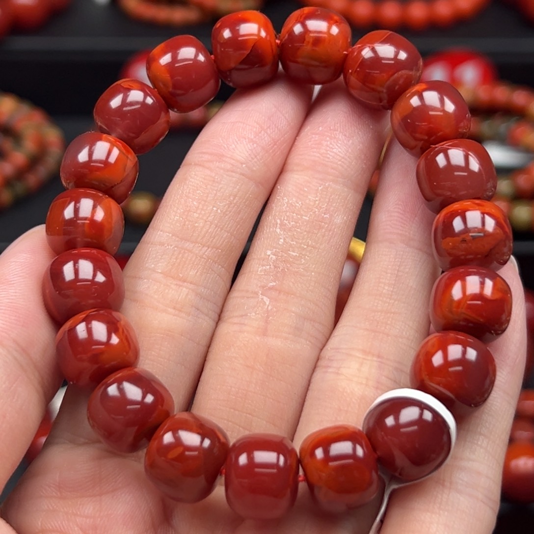 未镶嵌手串南红玛瑙瓦西牛血红手串11+