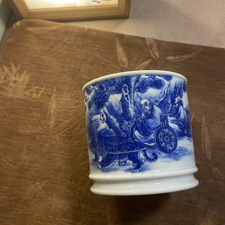 景德镇手绘青花人物之鬼谷子下山250cc左右容量茶杯陶瓷主人杯