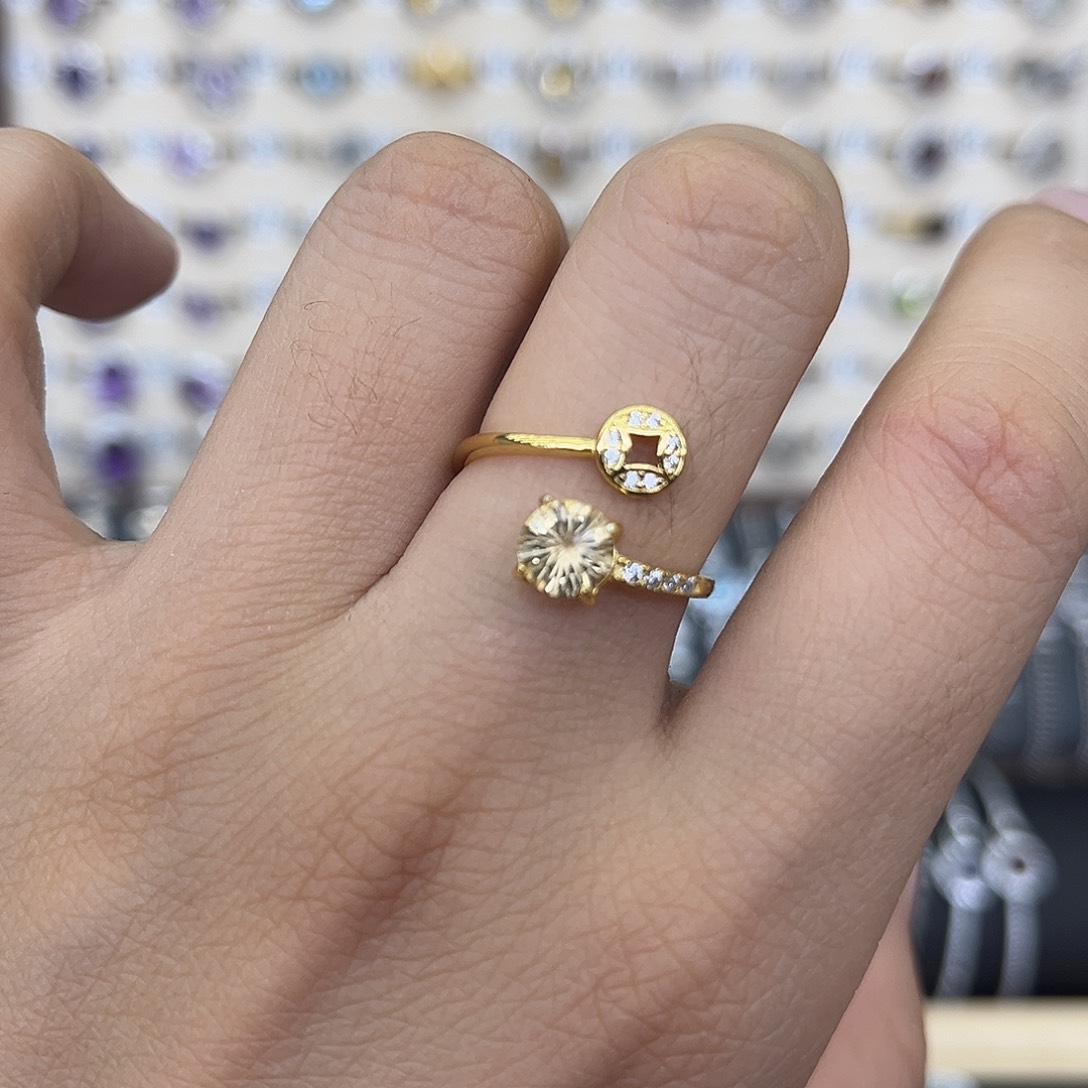 戒指黄晶银S925镶嵌