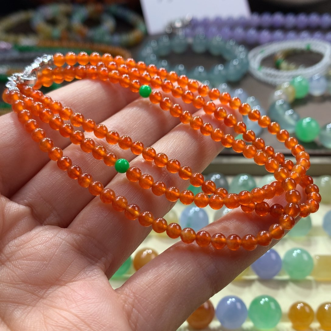 翡翠手链未镶嵌玻璃爱马仕橙色小米项链卡3.5