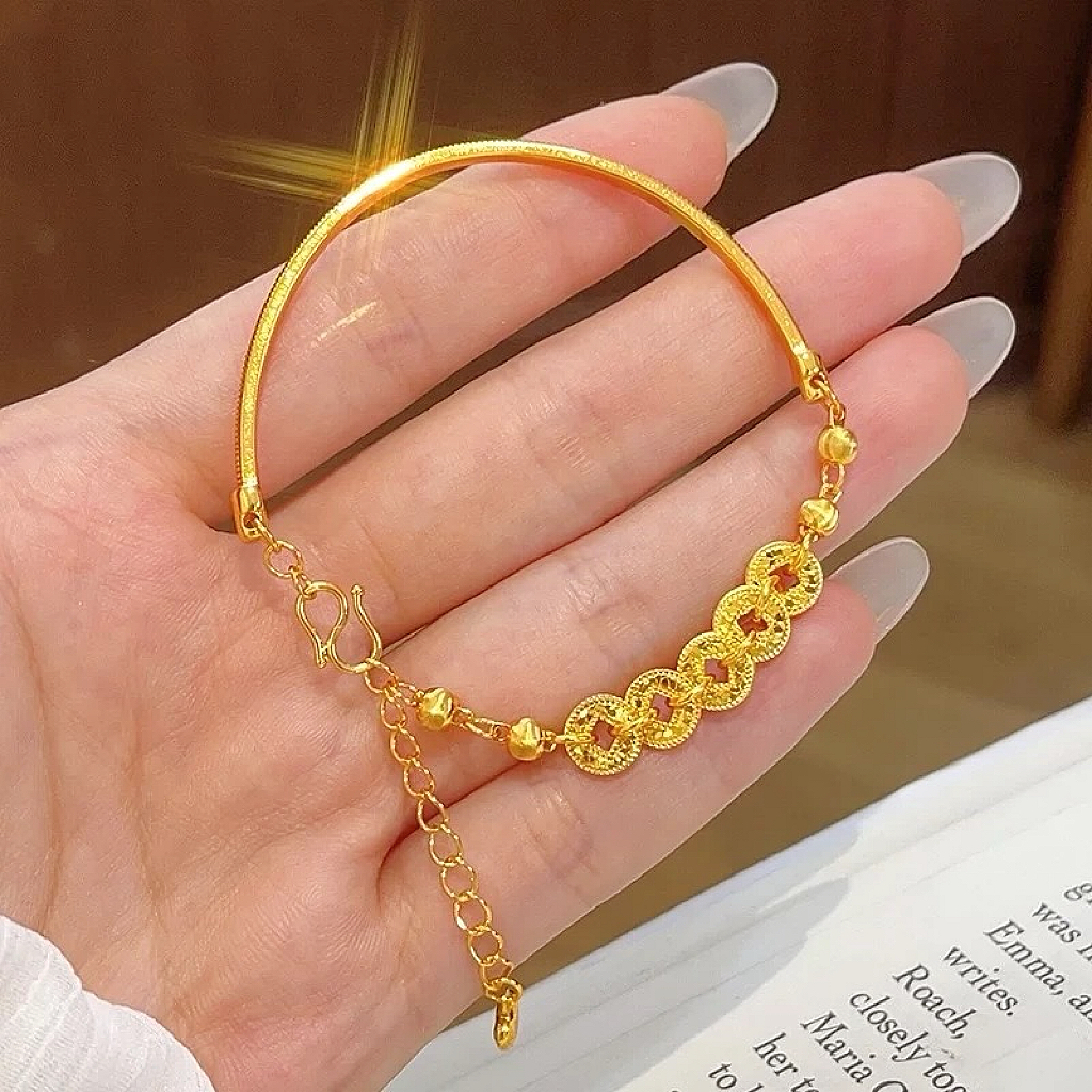 【清货专属链接】SL2698 爆闪碎冰五帝钱猫眼半镯