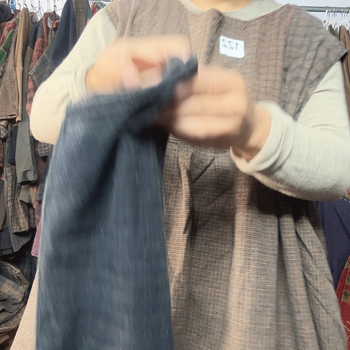 雪***棉古布马甲扣子木口