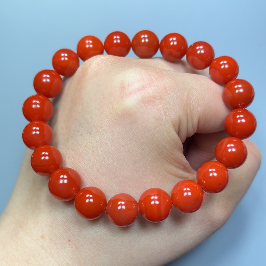南红玛瑙辣椒红圆珠单圈10mm未镶嵌