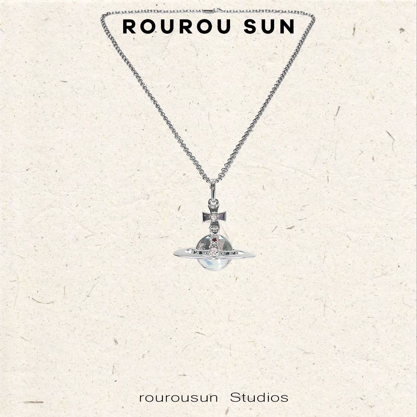 黄铜锆石吊坠 50391高级设计感立体环绕复古土星吊坠