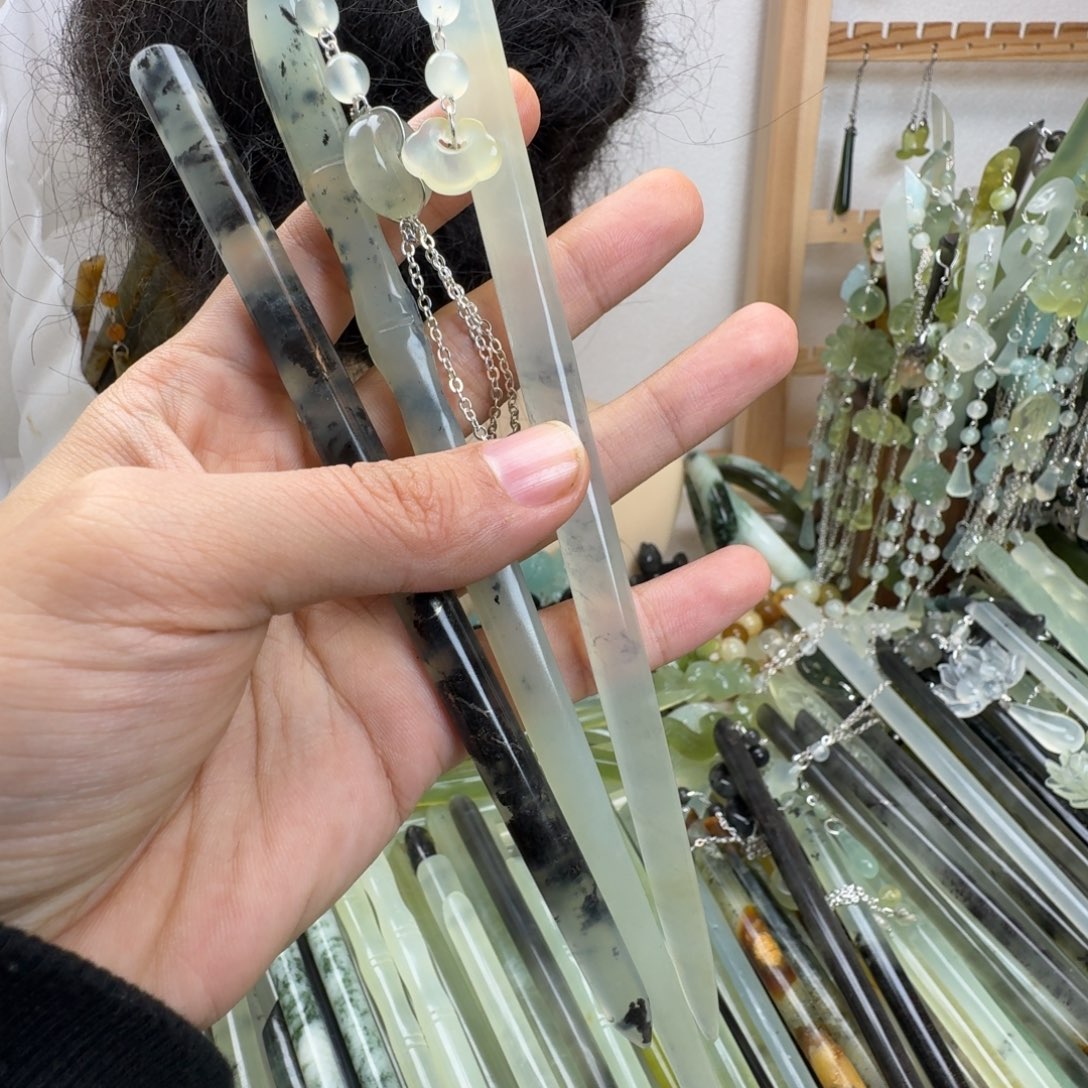 蛇纹石玉合金发饰