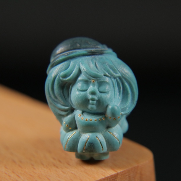 原矿绿松石雾霾蓝·小公主吊坠，尺寸18×24×12mm，重5.93g