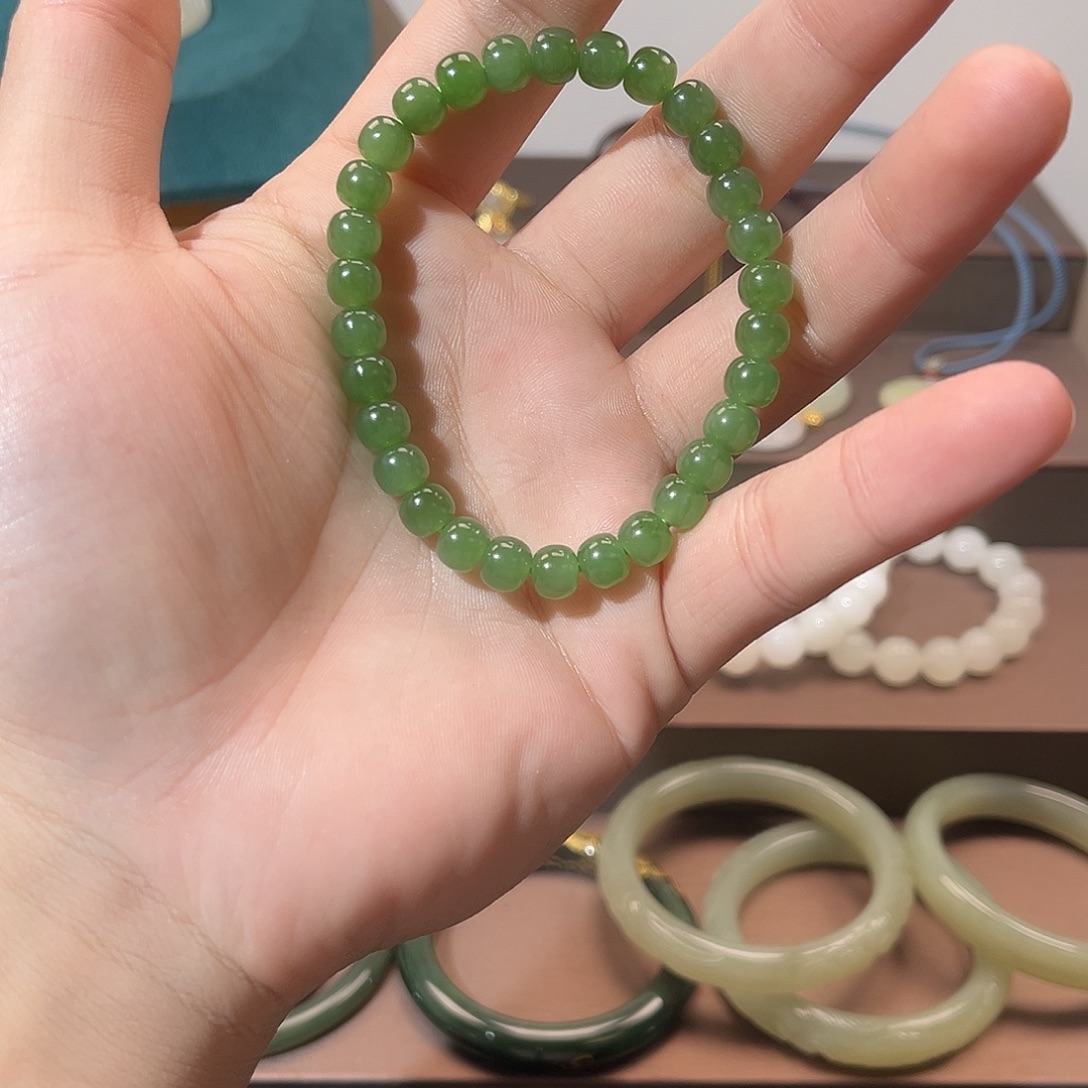 和田玉（糖玉）未镶嵌手链和田玉碧玉手串