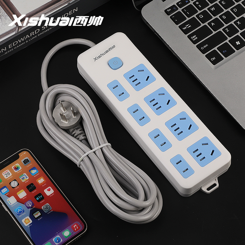 西帅带线2米3米5米10米插线板排插大功率纯铜电插板家用插排插座