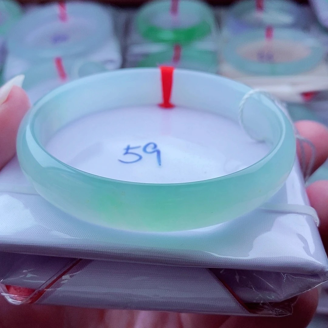 0555编59冰绿起光透亮纯净冰玉天然缅甸翡翠A货传承59.1，11.9，6.8