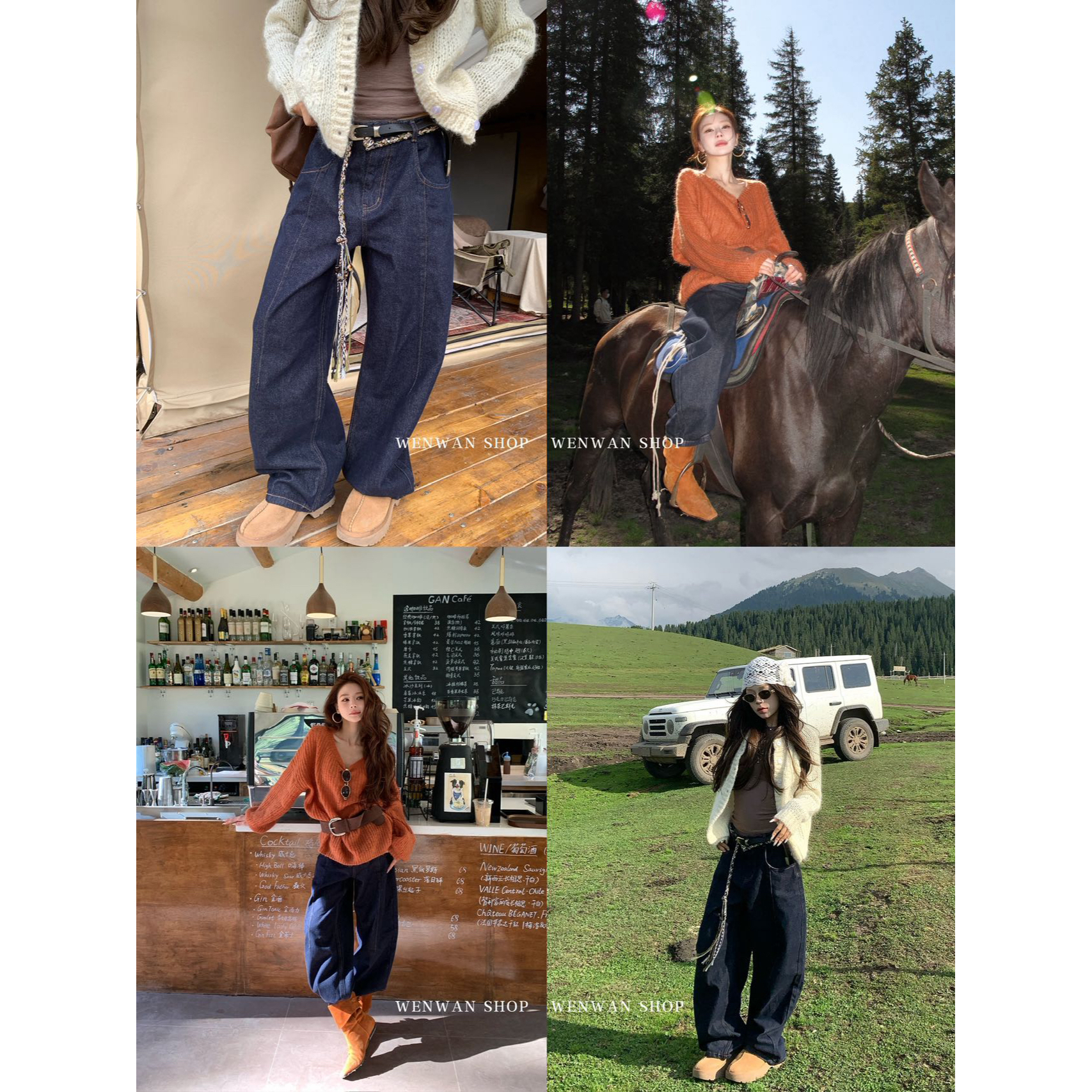 324-NO退NO换【对牛仔爱不完】深蓝色直筒秋季新款休闲牛仔裤