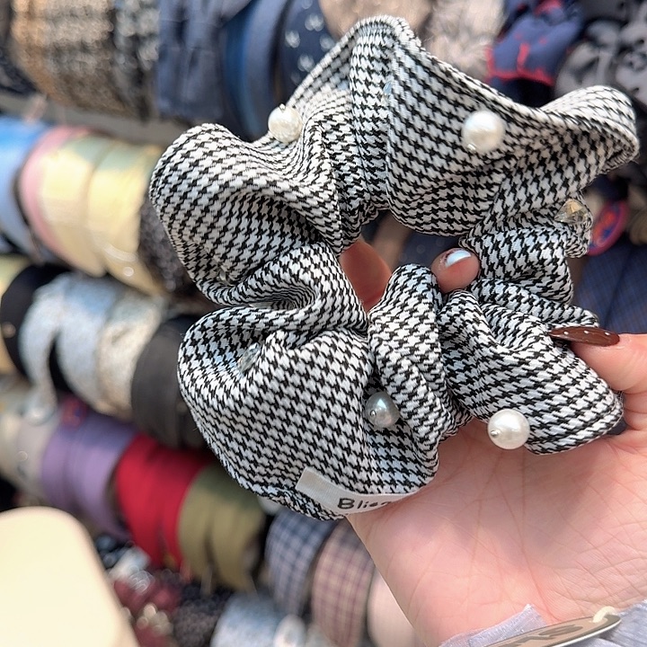 黑白千鸟格发圈22