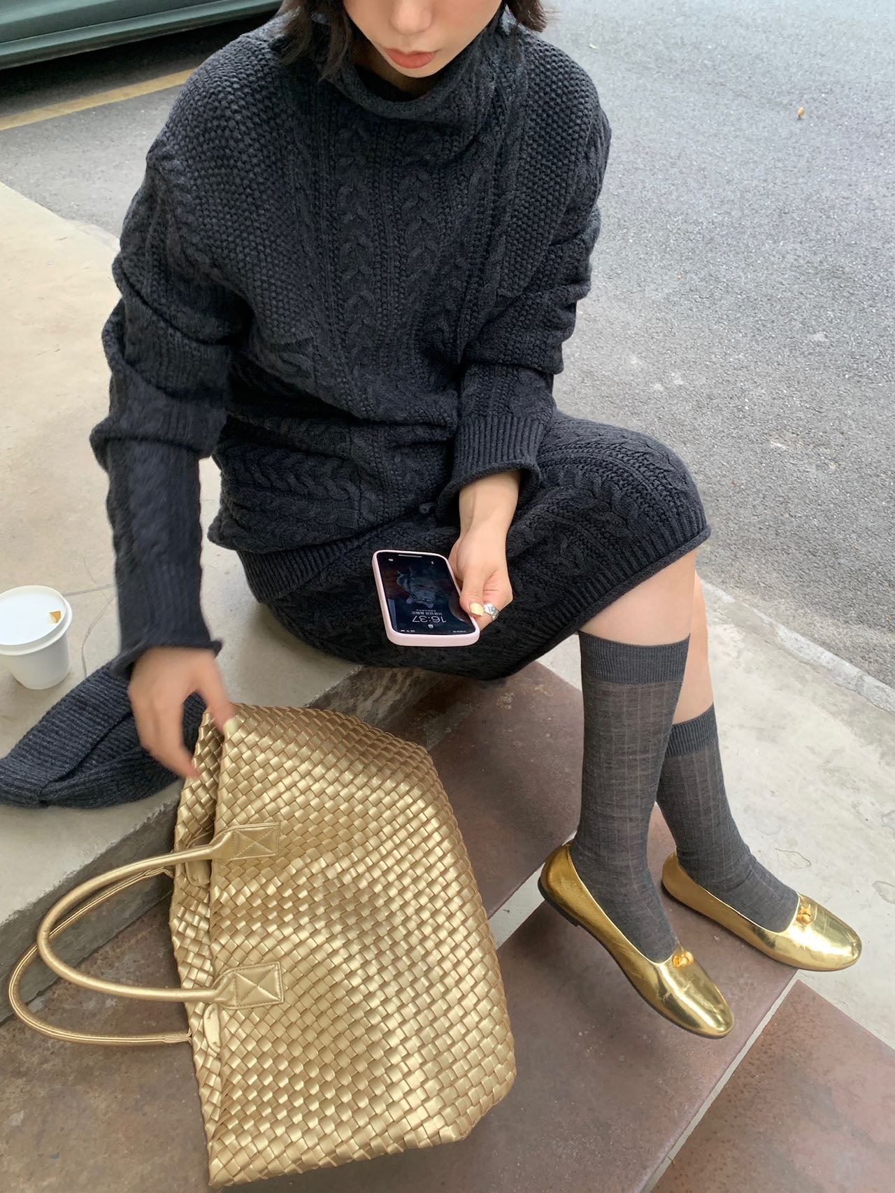 【ÉTRENER】加厚婴儿绒高领绞花毛衣针织衫6672