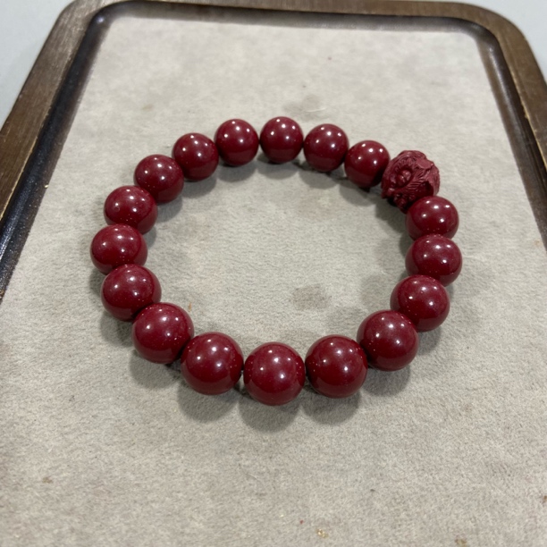 含辰砂工艺品V344辰砂手串圆珠卡1.2单圈手串（合成）