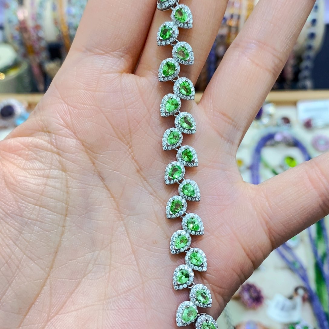 石榴石（沙弗莱）手链银S925镶嵌