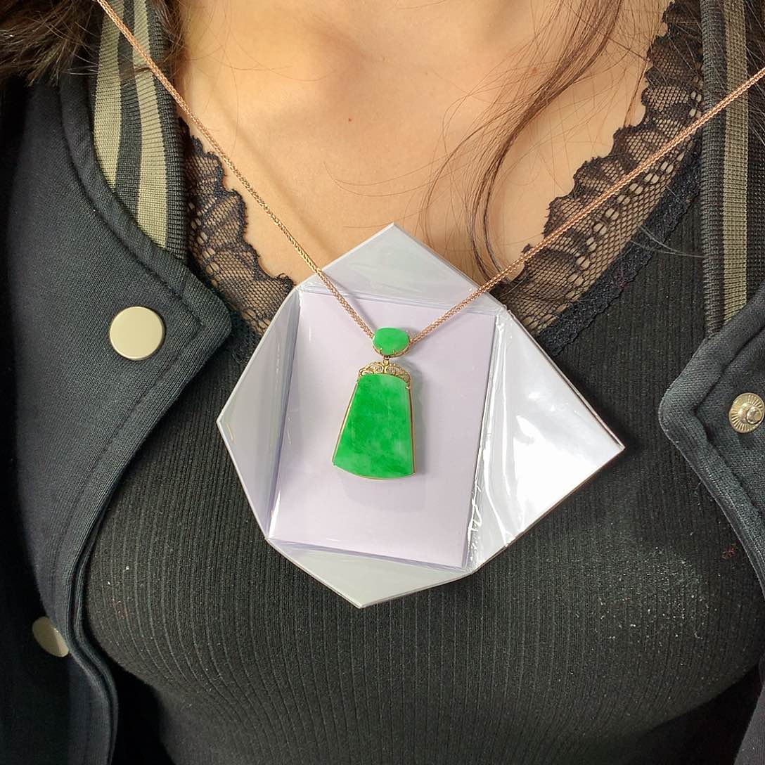 翡翠吊坠(赠链)18K金镶嵌靖*