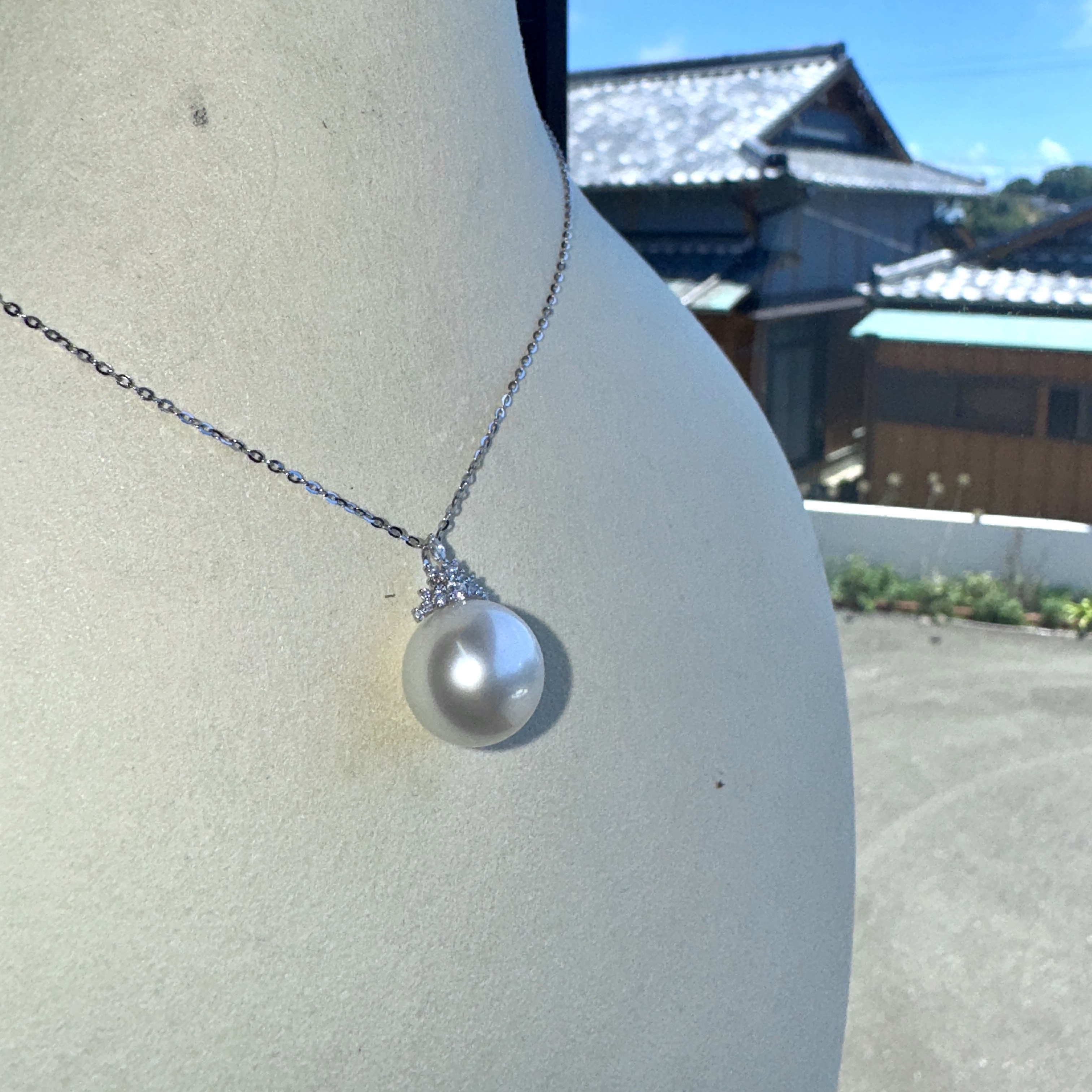 【缘美真珠DZ241】海水澳白冰雪女王18K吊坠吉尔德维纳斯 13-14mm