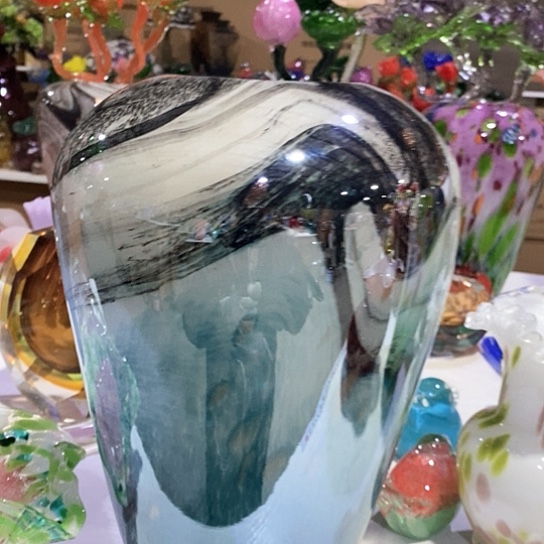 琉璃高度31厘米水墨丹青琉璃花瓶n