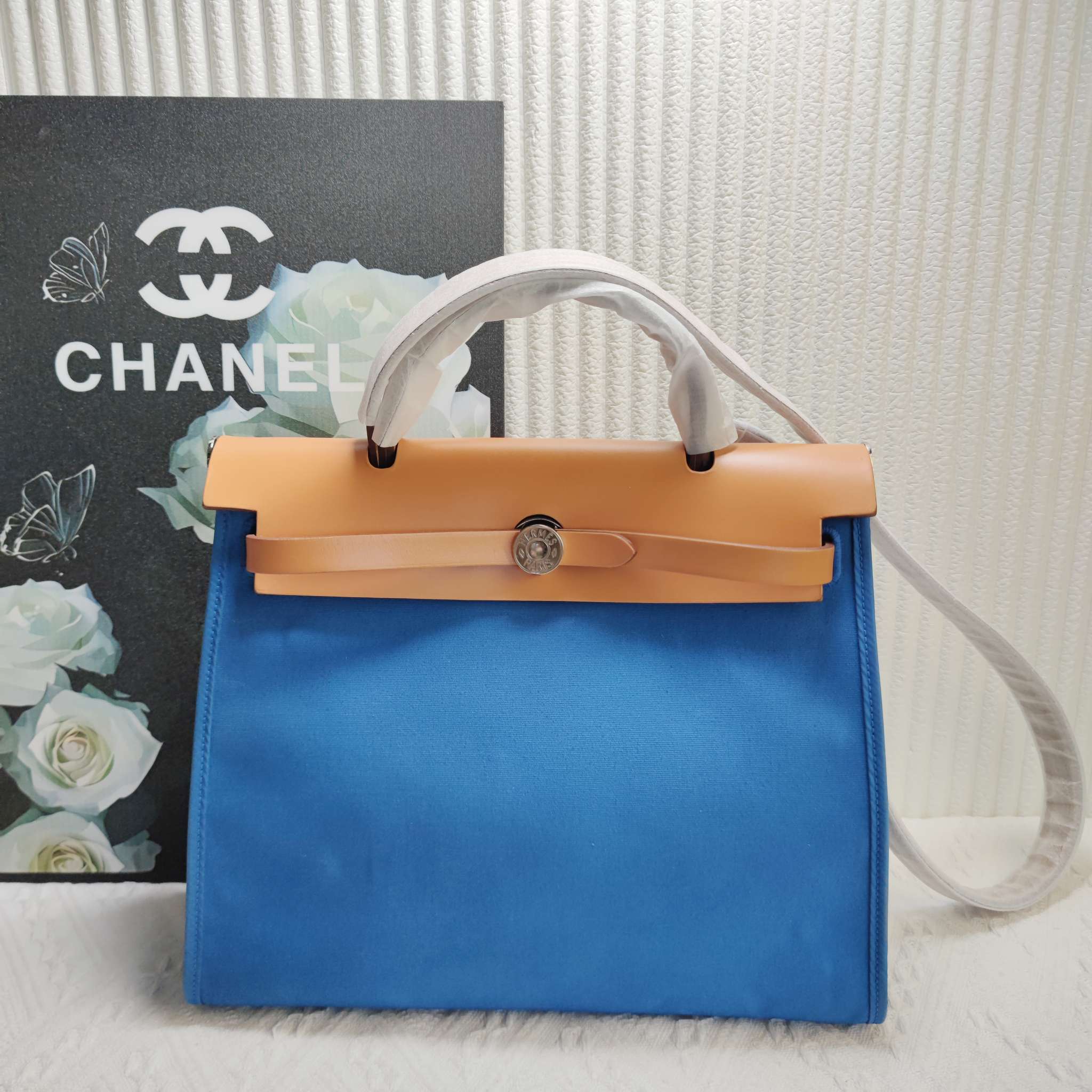 95新 Hermes/爱马仕 文子姐专属Hermes爱马仕herbag蓝色 d0008