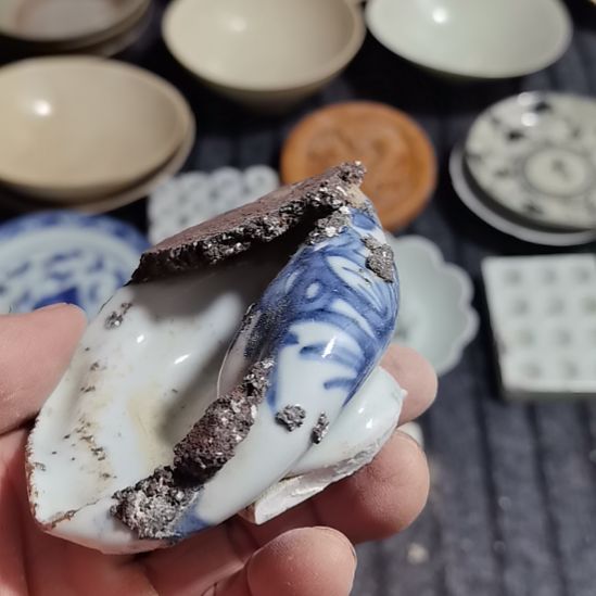 瓷片青花影青杯垫学习标本