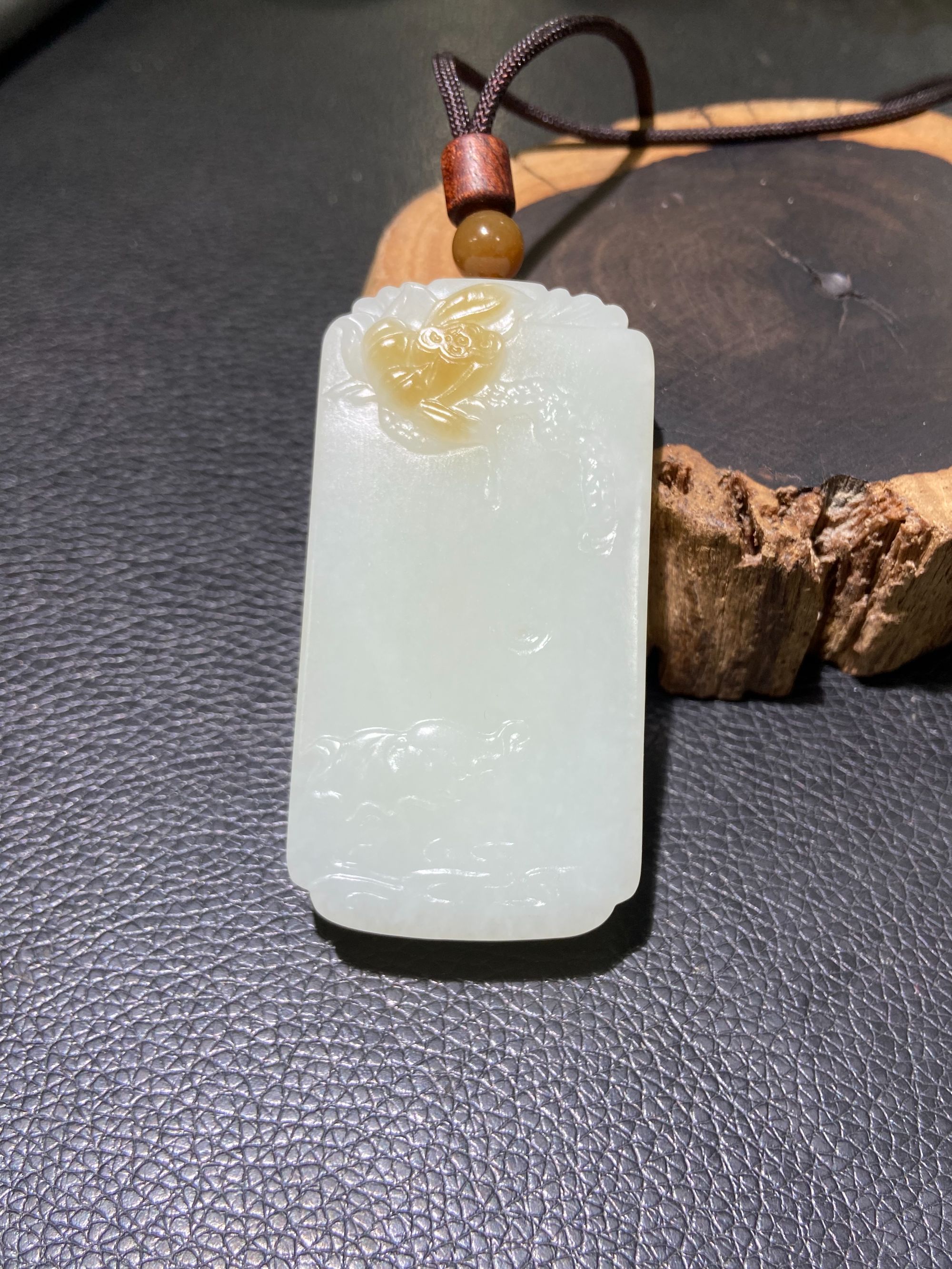 【兵哥珠宝】新疆和田玉且末糖白玉手把牌/挂件6.9*3.6*1.35