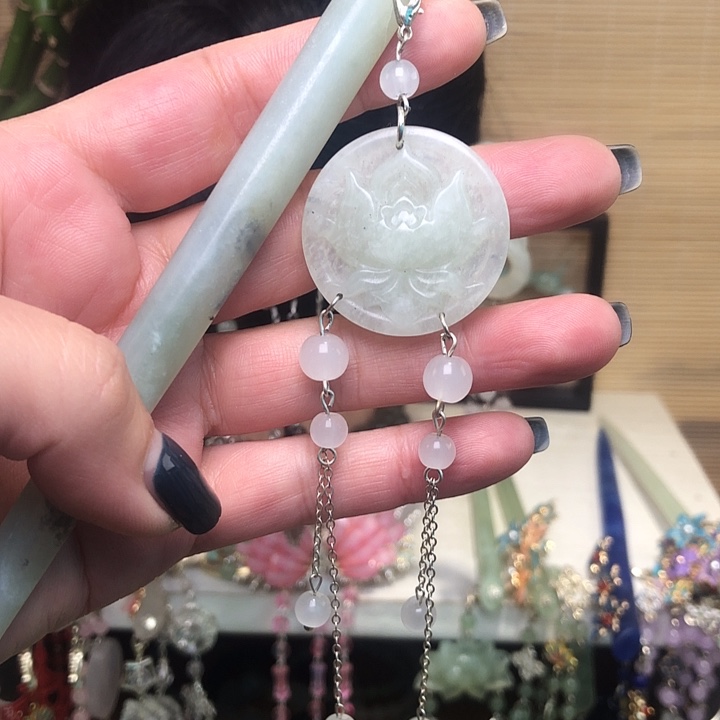 蛇纹石玉未镶嵌发簪