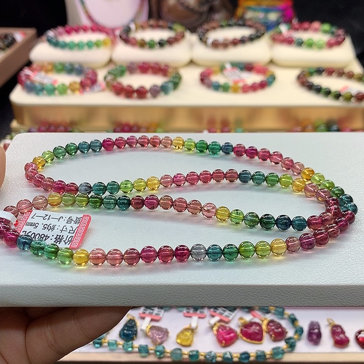 碧玺手链未镶嵌彩虹手串