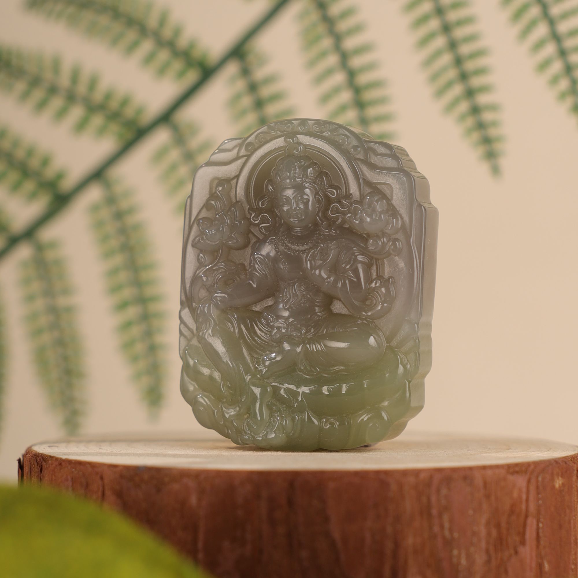 ZL212二十世纪和田玉度母吊坠