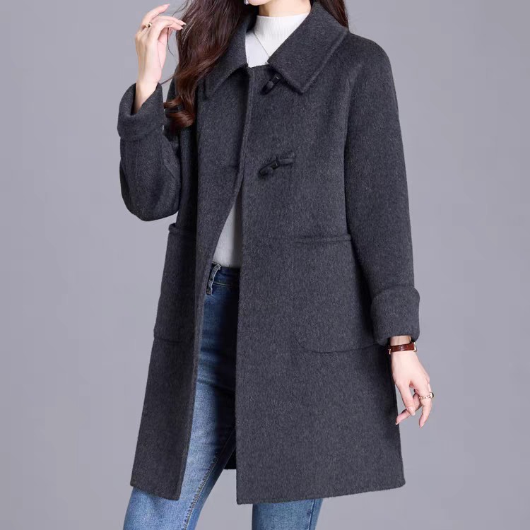 秋冬长款中长款显瘦双面大衣女士百搭时尚气质外套