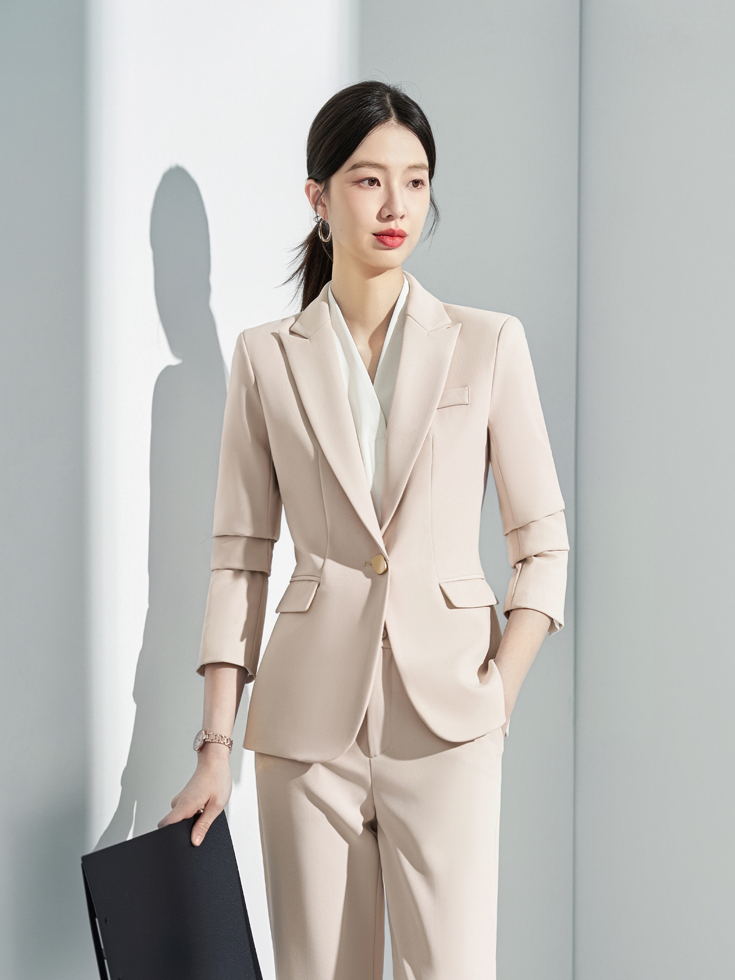 2026年春秋新款韩版修身显瘦短款小个子西装外套工作服职业套装