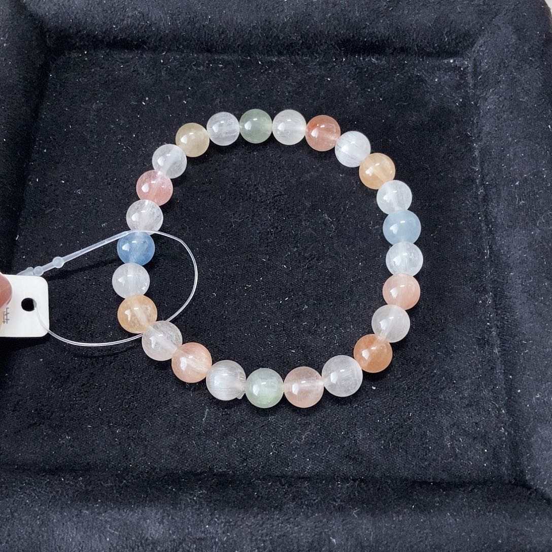 手链未镶嵌水晶拉丝彩兔毛7mm