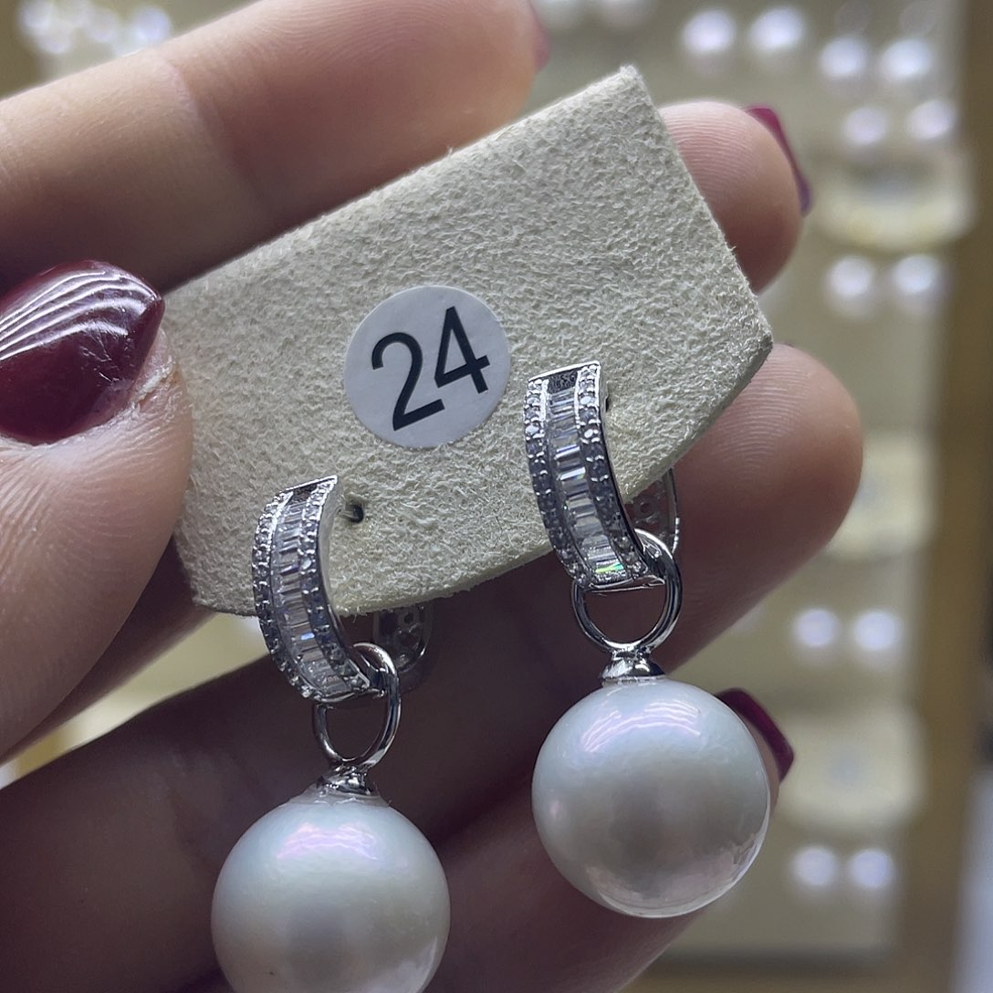 淡水珍珠耳饰银S925镶嵌