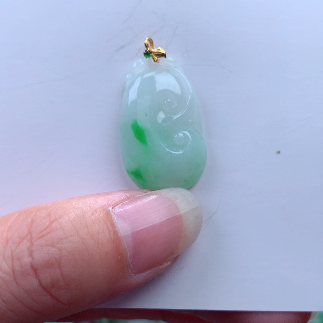翡翠吊坠(不含链)18K金镶嵌