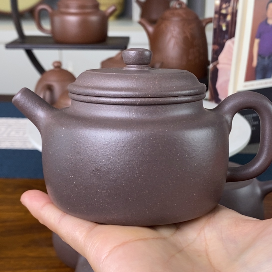 紫砂茶壶微瑕天青200cc半手壶底一点不影响用