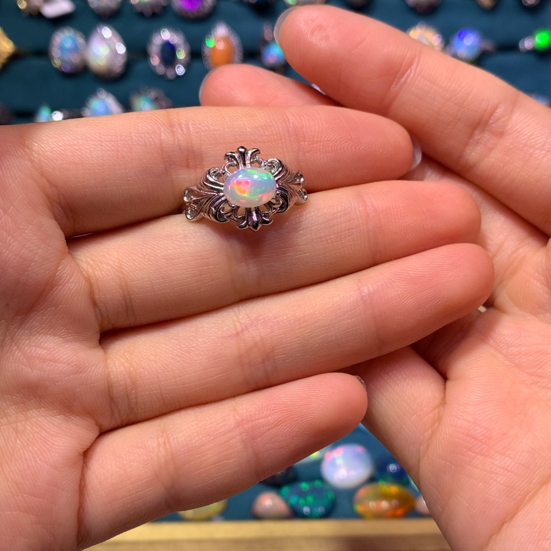 v***v欧泊银S925镶嵌戒指裸石镶嵌