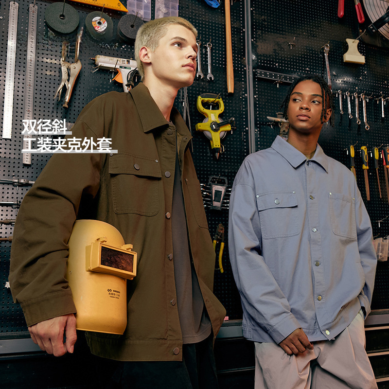 Liser男装|双径斜工装夹克外套2024秋冬新品美式复古潮牌休闲上衣