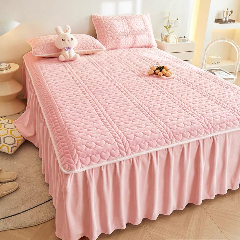 牛奶绒床盖三件套180*200