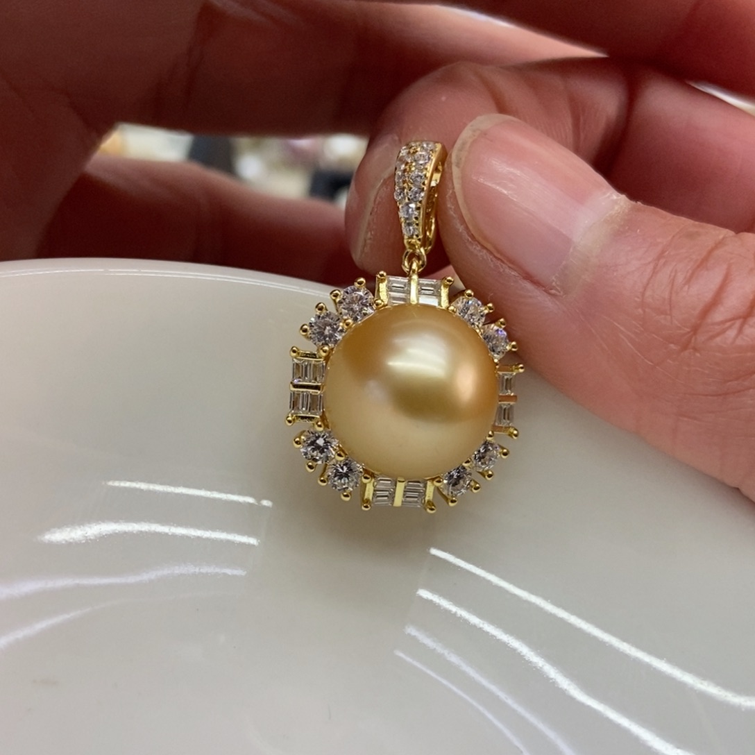 海水珍珠吊坠(不含链)银S925镶嵌