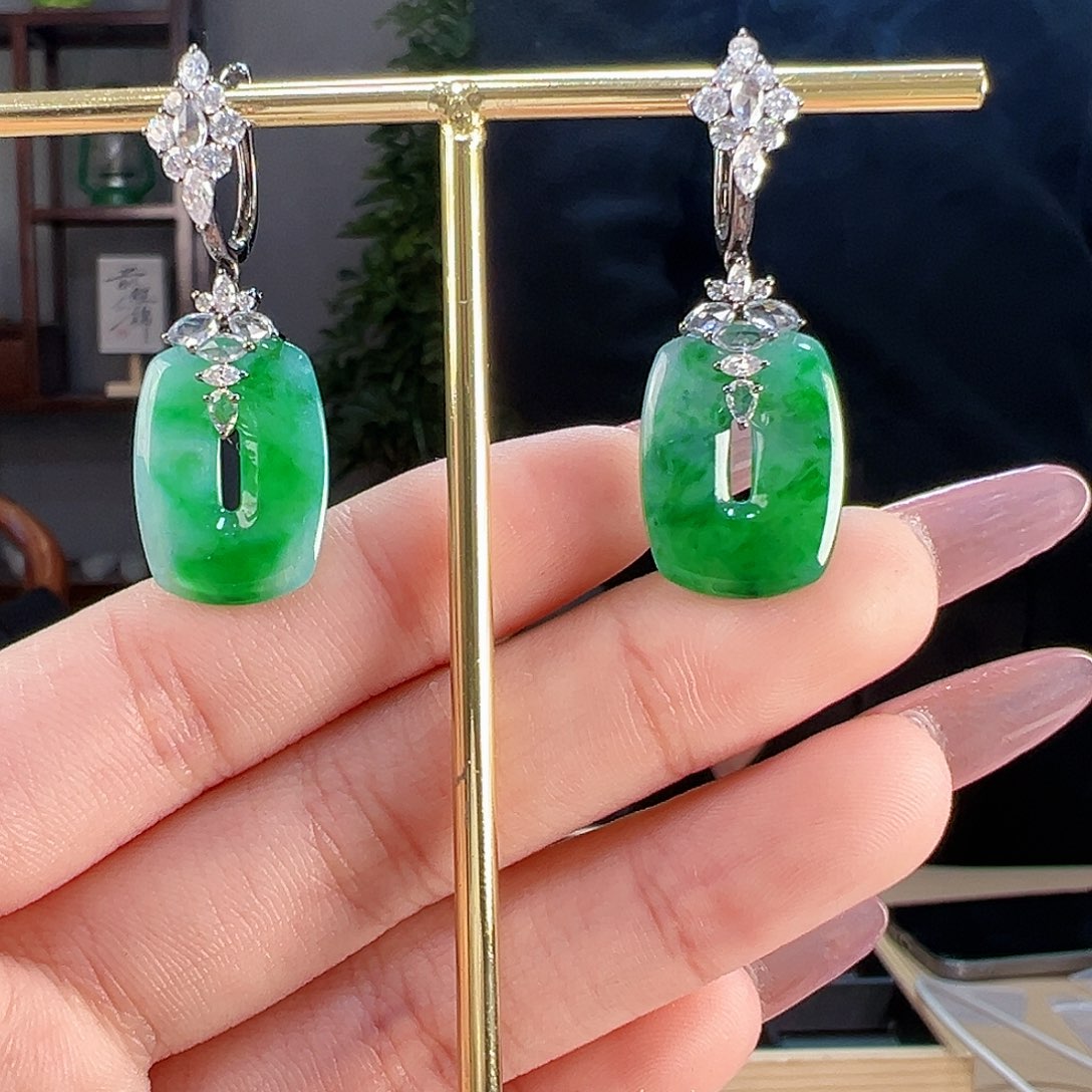 翡翠耳饰18K金镶嵌耳环