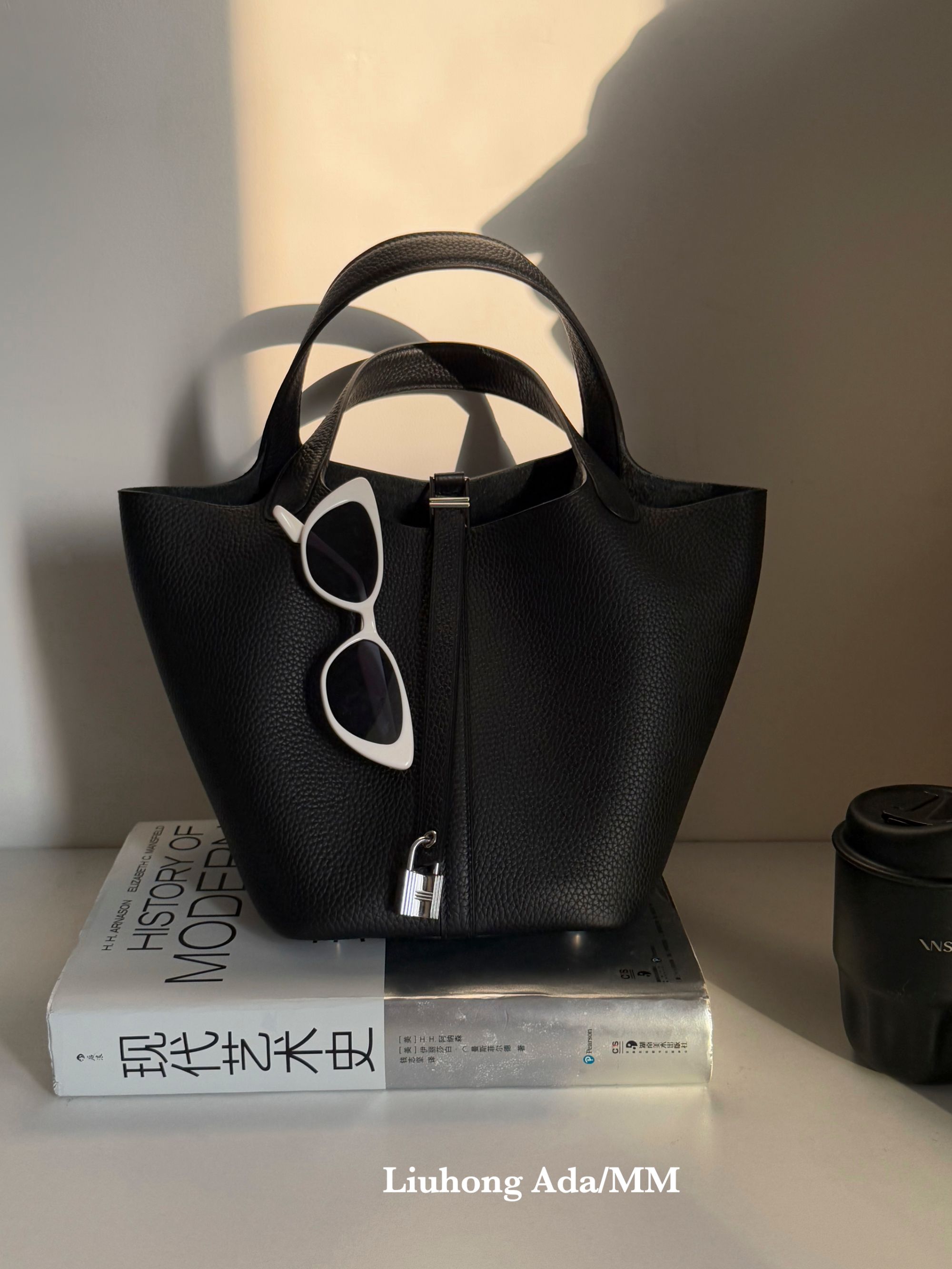 同源进口 爱*仕 升级加厚TC头层牛皮手缝蜡线22cm菜篮子 