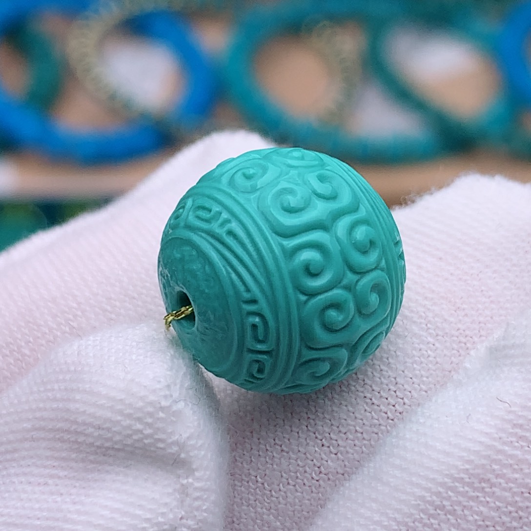 未镶嵌绿松石珠宝奇石14.2mm