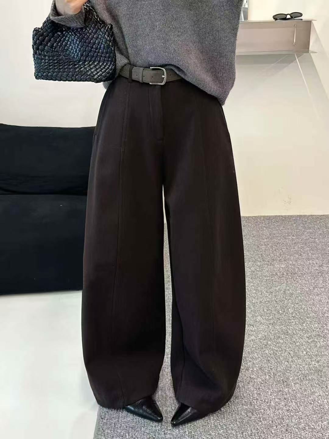 【小辣姣服饰】82606弯刀裤冬休闲风加厚直筒高腰长裤显瘦百搭