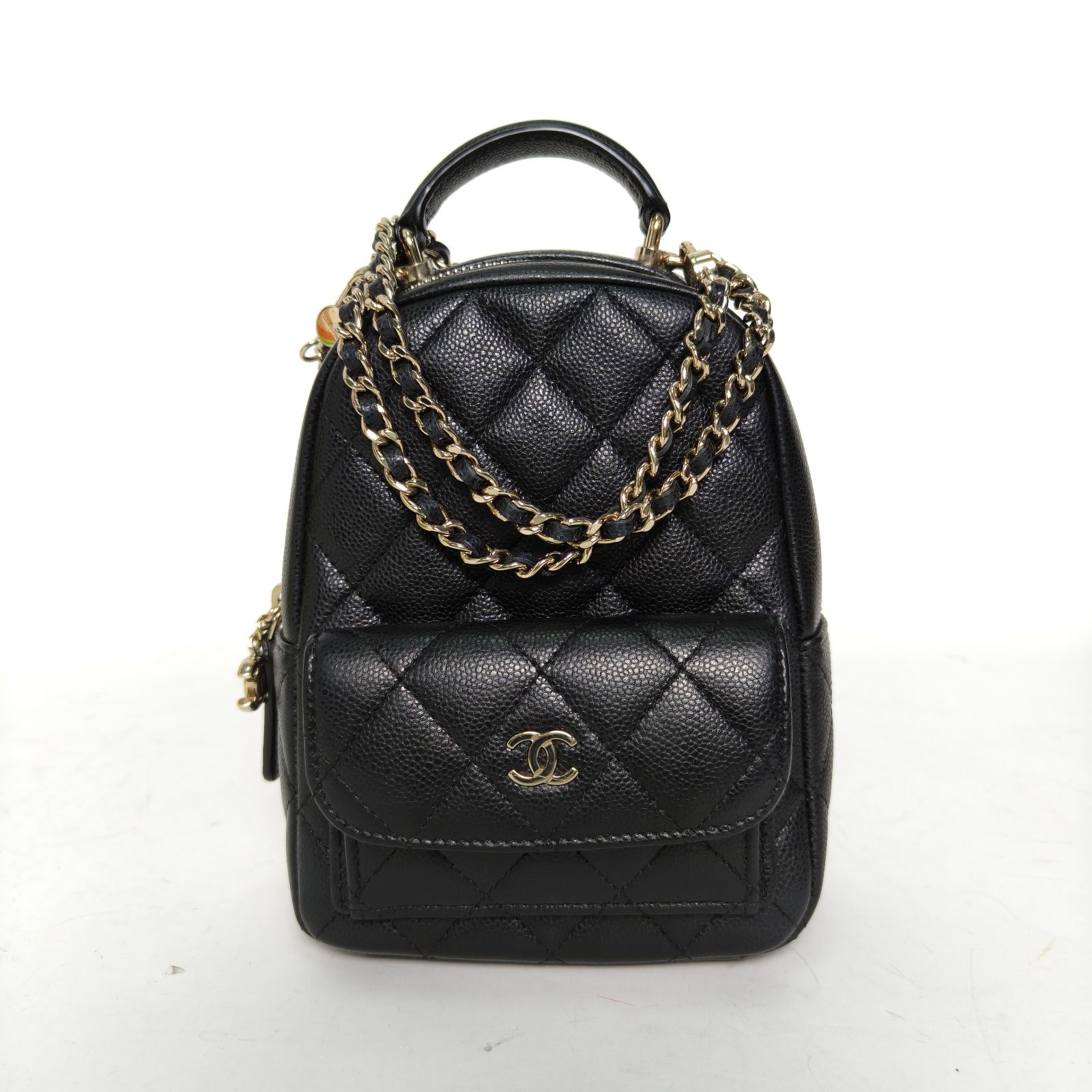 95新 Chanel/香奈儿 【娇】手提前口袋双肩包13皮革C镭射标 826318