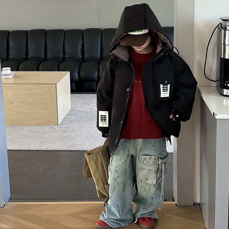 实体反季亏本清仓儿童连帽2025年新款潮男童白鸭绒羽绒服加厚保暖